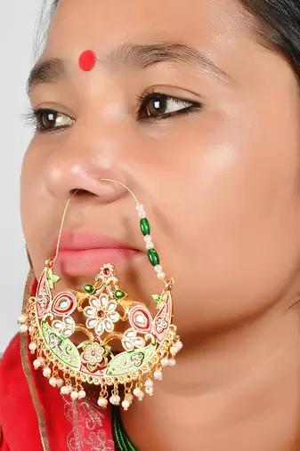 Gold plated meenakari nosering