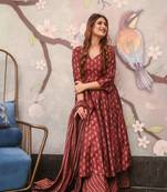 Glamorous Maroon Colour Fancy And Elegant Partywear Girlish Dress