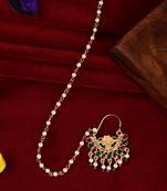 Gold toned wedding nath nose ring for women