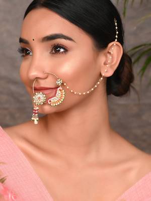 Gold plated kundan rajputi nath 2