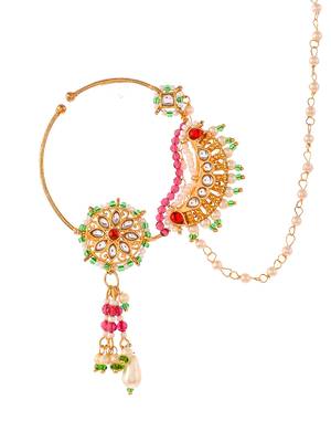 Gold plated kundan rajputi nath 3