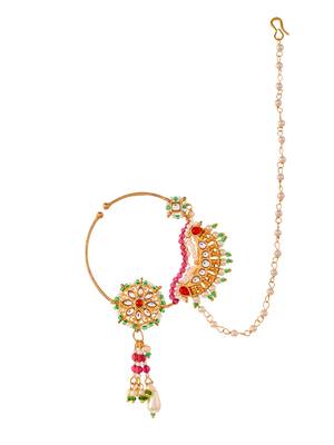 Gold plated kundan rajputi nath 4