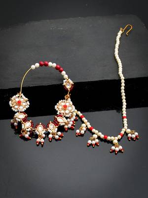 Gold plated padma red pearl nosering 1