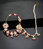 Gold plated padma red pearl nosering