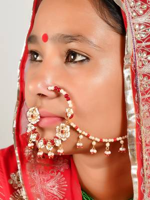 Gold plated padma red pearl nosering 2