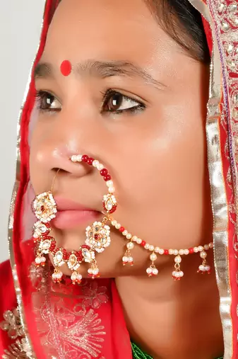 Gold plated padma red pearl nosering