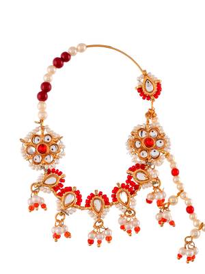 Gold plated padma red pearl nosering 3