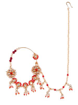 Gold plated padma red pearl nosering 4