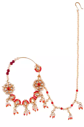 Gold plated padma red pearl nosering
