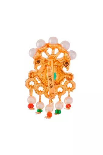 Set of 2 gold plated kundan studded meenakari nosepin