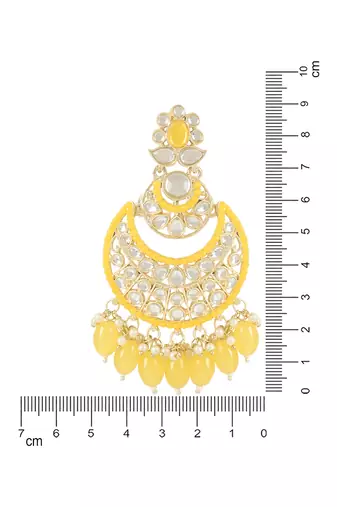 Gold Plated Traditional Handcrafted Pearl Kundan Beaded Chandbali Earrings for Women/Girls 