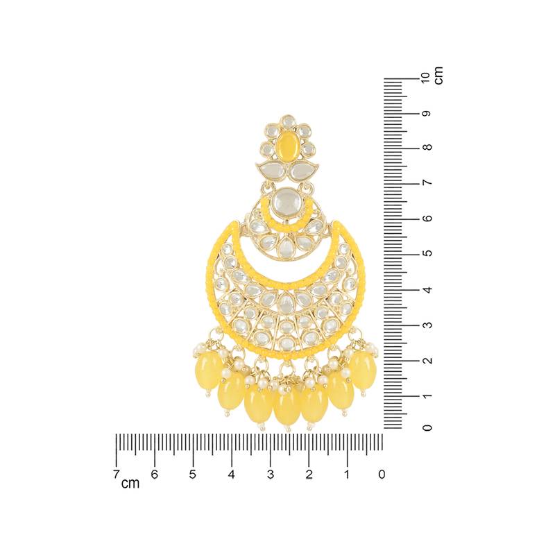 Gold Plated Traditional Handcrafted Pearl Kundan Beaded Chandbali Earrings for Women/Girls 