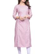 Textile cloth women's pink color cotton printed sequence work kurta
