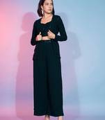 Green Colour Heavy Sequins Work Fancy Palazzo Dress With Trendy Shurg