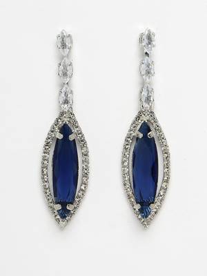 Silver plated cz and blue stone necklace with earrings 5