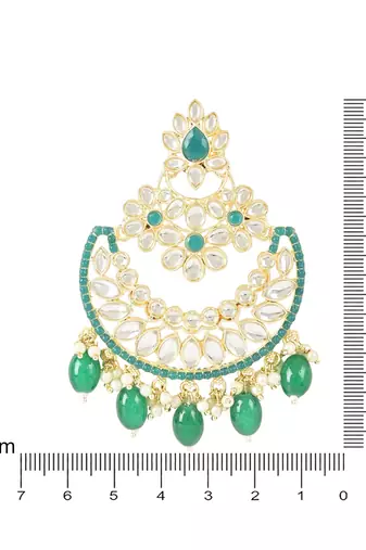 Gold Plated Traditional Handcrafted Pearl Kundan Beaded Chandbali Earrings for Women/Girls 