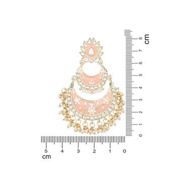 Gold Plated Intricately Designed Womens Traditional Meenakari Earrings Glided With Kundans & Pearls  6