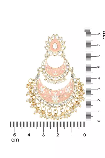 Gold Plated Intricately Designed Womens Traditional Meenakari Earrings Glided With Kundans & Pearls 