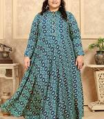 Green Colour Ethnic Partywear Plus Size Kurti For Festive Looks