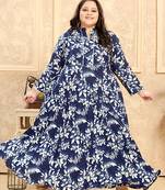Blue Colour Ethnic Partywear Plus Size Kurti For Festive Looks