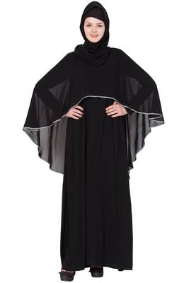 Black Abaya With Georgette Cape 1