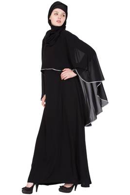 Black Abaya With Georgette Cape 2
