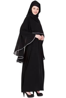 Black Abaya With Georgette Cape 3