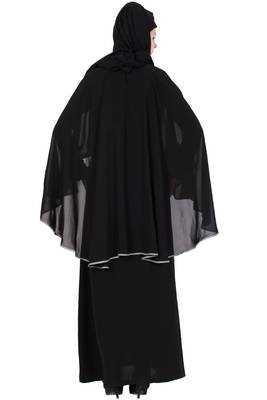 Black Abaya With Georgette Cape 4