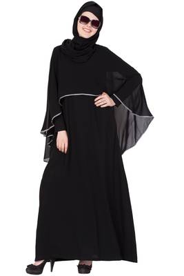 Black Abaya With Georgette Cape 6