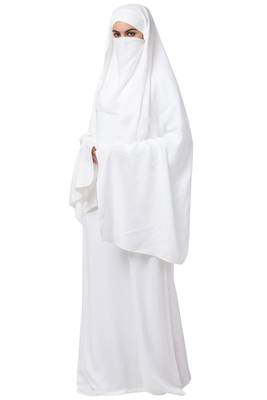 White Kashibo Plain Abaya 2