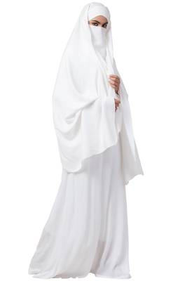 White Kashibo Plain Abaya 3