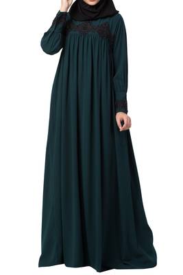 Lose Fit Abaya Like Dress With Pearl Lace Work 2