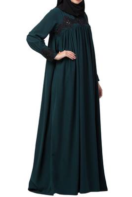 Lose Fit Abaya Like Dress With Pearl Lace Work 6
