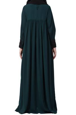 Lose Fit Abaya Like Dress With Pearl Lace Work 8