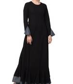 Musheco-Dual Color Designer Long Dress in Biased Cut with frills in Layers-Not An Abaya