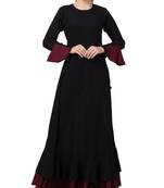 Musheco-Dual Color Designer Long Dress in Biased Cut with frills in Layers-Not An Abaya