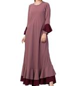 Musheco-Dual Color Designer Long Dress in Biased Cut with frills in Layers-Not An Abaya