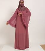 A Line Abaya With Designer Sleeves & Matching Belt