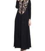 AENI-GORGEOUS FRONT OPEN ABAYA WITH 
EMBROIDERY AND LOOP BOTTONS-BLACK