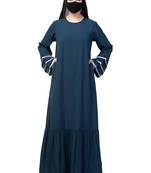 Abaya Dress With Frills and Triple Piping On Sleeves.