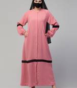 Front Open Abaya With Lacework & Elasticated Sleeves-Without Hijab