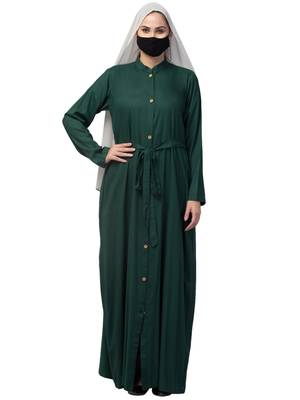 Front Open Abaya In Rayon fabric With Pockets-Without Hijab 1