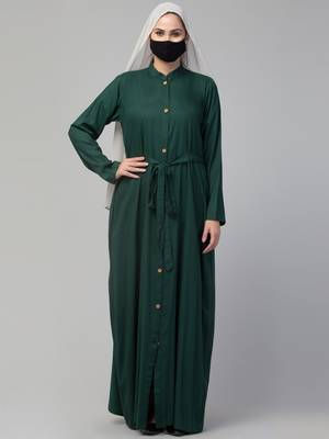 Front Open Abaya In Rayon fabric With Pockets-Without Hijab 2