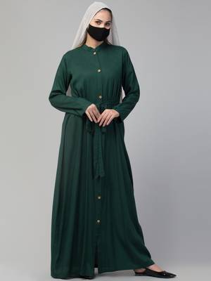 Front Open Abaya In Rayon fabric With Pockets-Without Hijab 4
