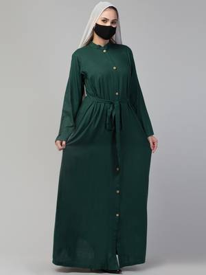 Front Open Abaya In Rayon fabric With Pockets-Without Hijab 5