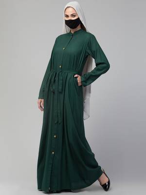 Front Open Abaya In Rayon fabric With Pockets-Without Hijab 6