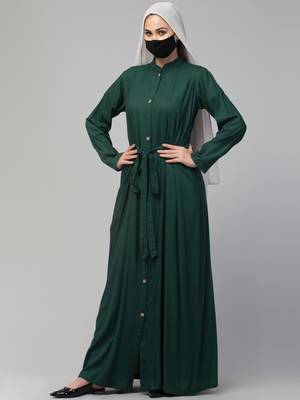Front Open Abaya In Rayon fabric With Pockets-Without Hijab 7