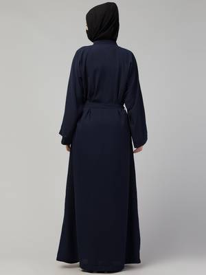 Front Open Abaya With Kimono Sleeves & Belt 2