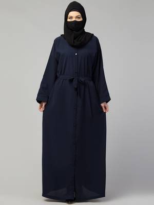 Front Open Abaya With Kimono Sleeves & Belt 1
