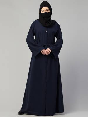 Front Open Abaya With Kimono Sleeves & Belt 3